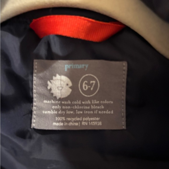 Primary rainbow puffer vest - size 6/7 - Picture 2 of 4